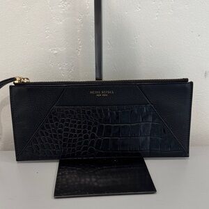 Henri Bendel Black crocodile embossed Clutch